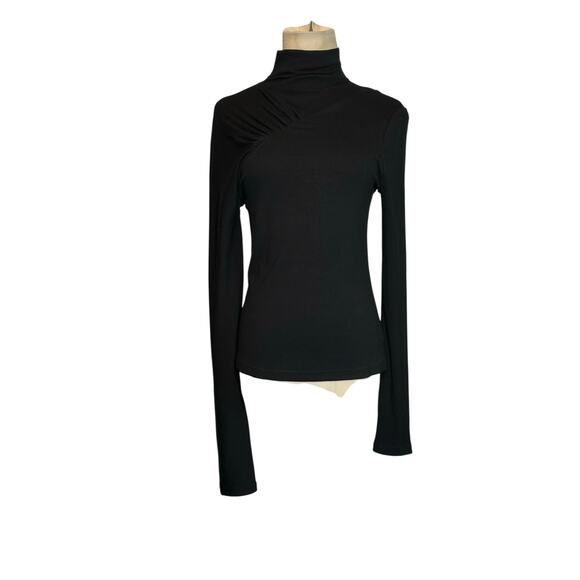 Chentaitai Black Stand Neck Asymmetric Long Sleeve Knit Top size Medium - Picture 11 of 16